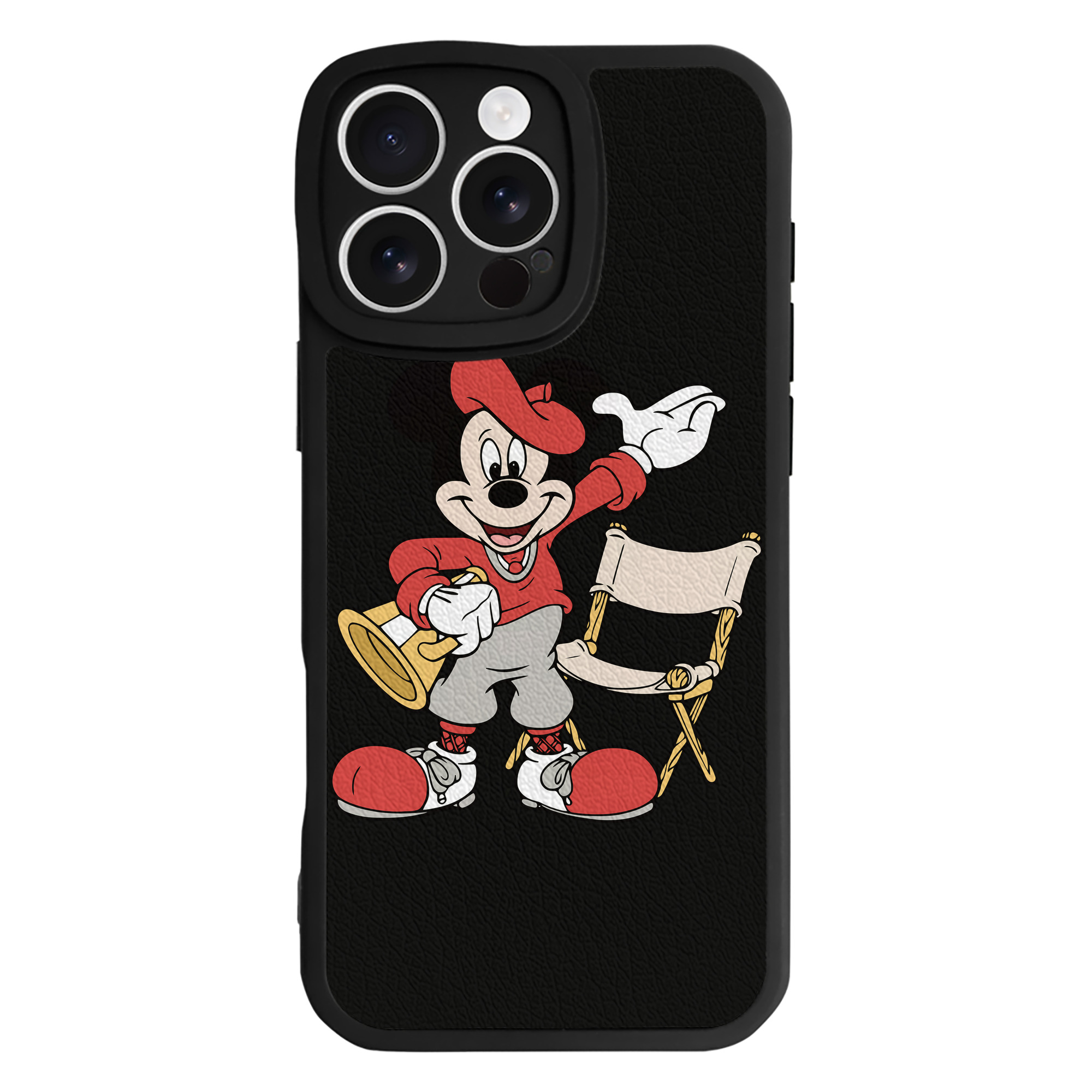 （画像用） ミッキーマウス Mickey Mouse 【iPhone 16シリーズ対応】シリコンスマホケース（レザー調） 材質：シリコン